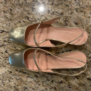 J Crew Gold Layla slingback Mary Jane heels Like New Size 8.5 (Worn Once)
